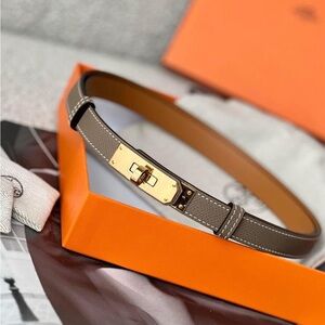 Hermes Kelly Belt Etoupe GHW Adjustable All Sizes Fit